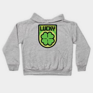 lucky irish St Patricks day celebration shamrock badge Kids Hoodie